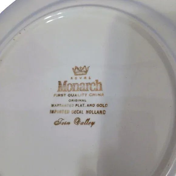 1950s 1950s Royal Monarch China Dinner Plate Fern Valley Holland Platinum Replacement MCM For Sale - Image 5 of 15