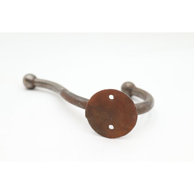 Vintage Steel Double Arm Wall Hook For Sale - Image 4 of 4