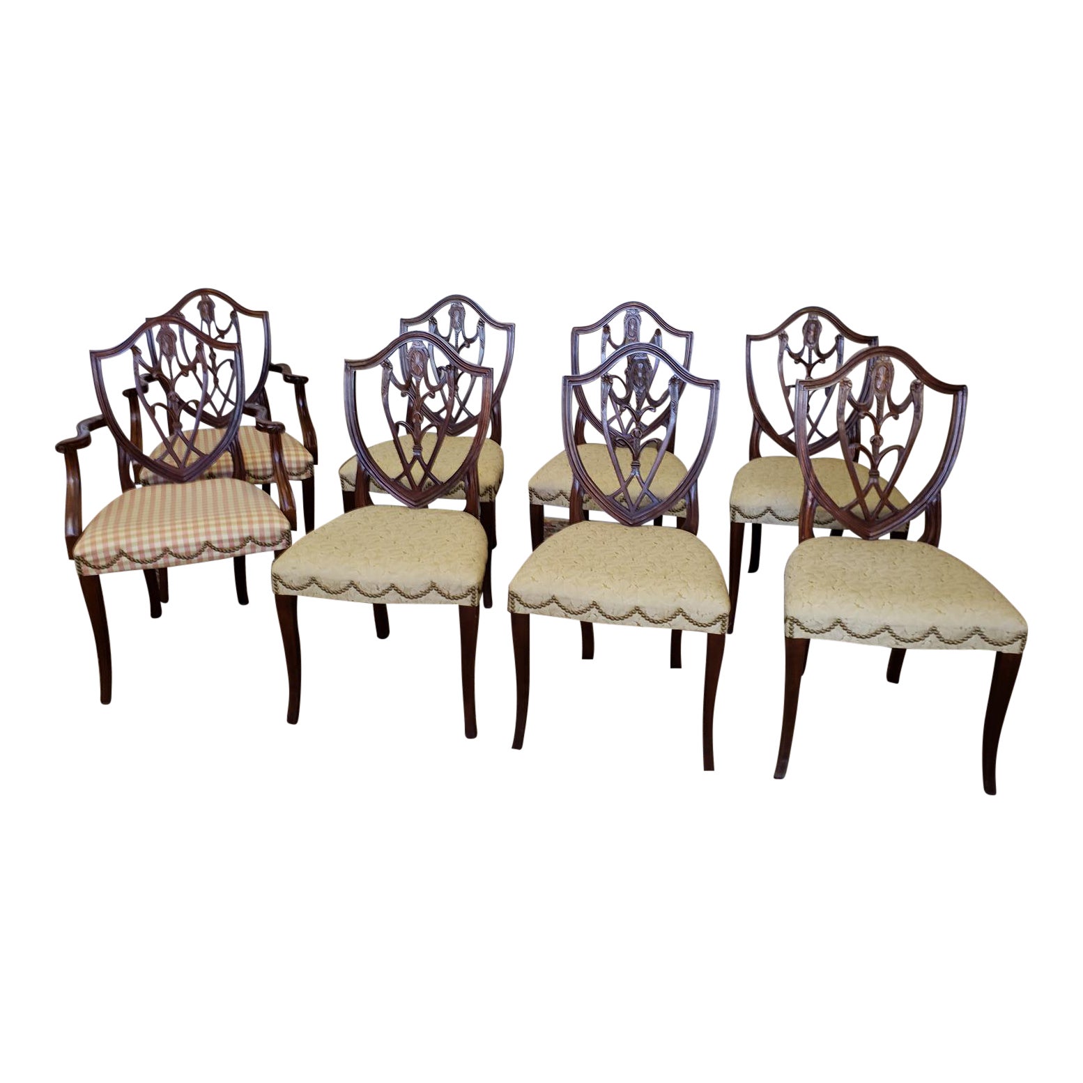 Set 8 Mahogany Hickory Chair Co Hepplewhite Style Shield Back