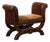 Petite English 1920s X-Form Leather Stool with Out-Scrolling Arms and Nailheads For Sale