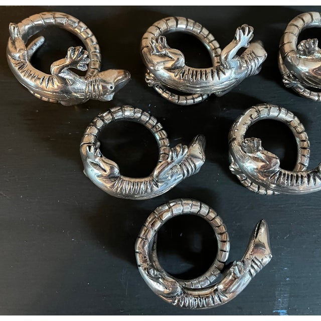 Late 20th Century Lizard (Gecko) Napkin Rings Set - Set of 6 For Sale In Washington DC - Image 6 of 9