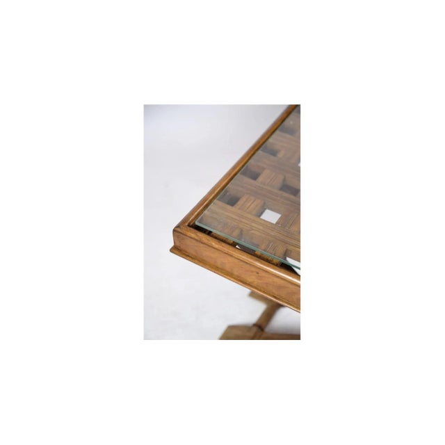 Dark Wood Coffee Table with Glass Top, 1960s For Sale - Image 6 of 9