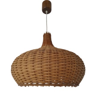 Mid-Century Modern Wicker Pendant, 1970s For Sale