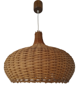 Mid-Century Modern Wicker Pendant, 1970s