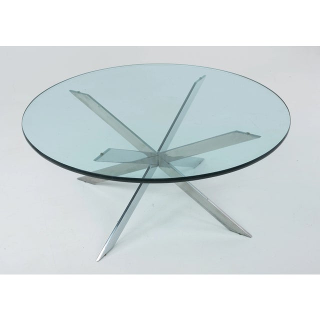 Mid-Century Modern Leon Rosen Pace Collection Coffee Table Double X Base Round 1970s For Sale - Image 3 of 13
