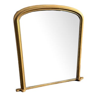 Large Antique 19th Century English Gilt Arched Top Overmantle Mirror For Sale