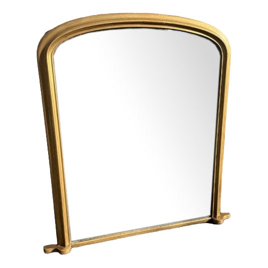 Large Antique 19th Century English Gilt Arched Top Overmantle Mirror For Sale