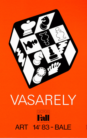 Jeu d'Echecs Rouge Poster after Victor Vasarely