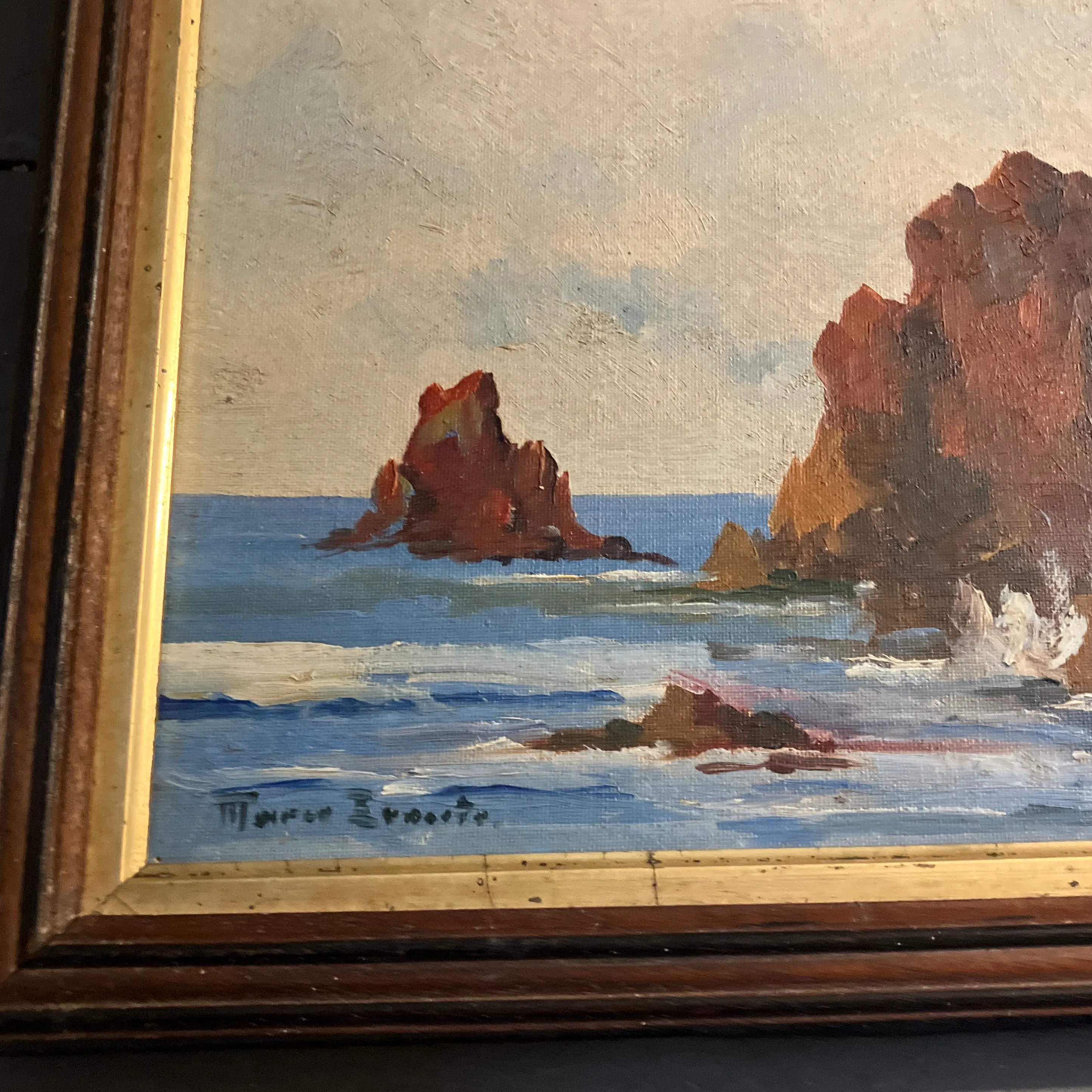 Artifacts アナログ 2LP 1930's Original Impressionist Rocky Seascape Painting Original