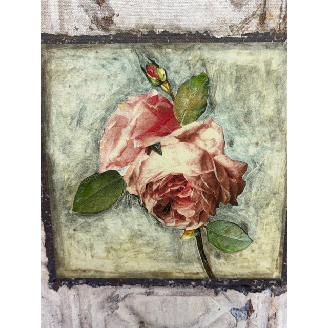 Peggy Abrams Style Rose Tile Print of Canvas For Sale - Image 9 of 12