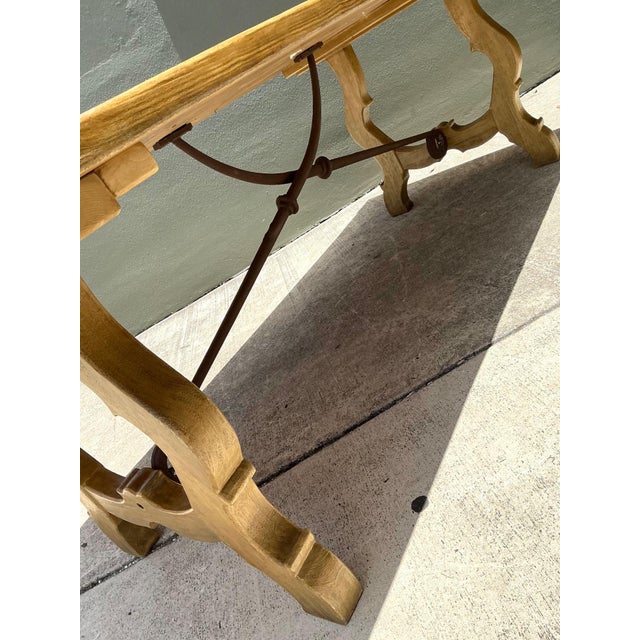 Vintage Wood Lyre Farmhouse Style Table For Sale - Image 11 of 18