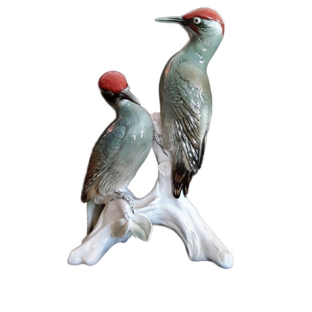 Large Porcelain Woodpeckers Figurine from ENS Volkstedt, 1950s For Sale - Image 10 of 10