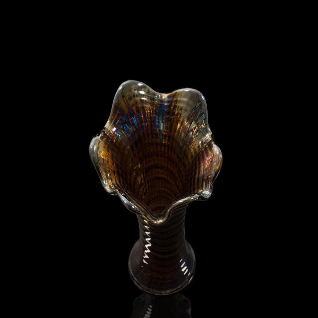 Mid Century Decorative Carnival Glass Vase For Sale - Image 10 of 13