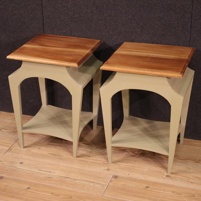 Wood Vintage Painted Bedside Tables, 1980s, Set of 2 For Sale - Image 7 of 13