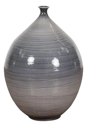 Prem Collection Hand Crafted Artisan Vase with Narrow Mouth and Blue Grey Glaze