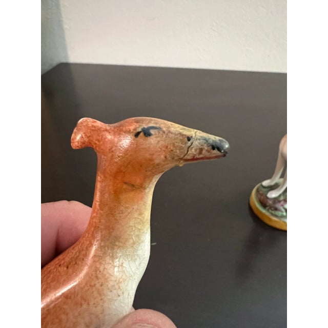A Pair of Antique Staffordshire Decorated Whippets, Circa 1830's For Sale - Image 11 of 12