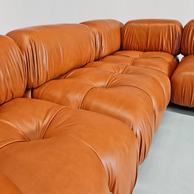 Tan Large Leather Camaleonda Sofa by Mario Bellini for B&B, 1970s, Set of 5 For Sale - Image 8 of 16