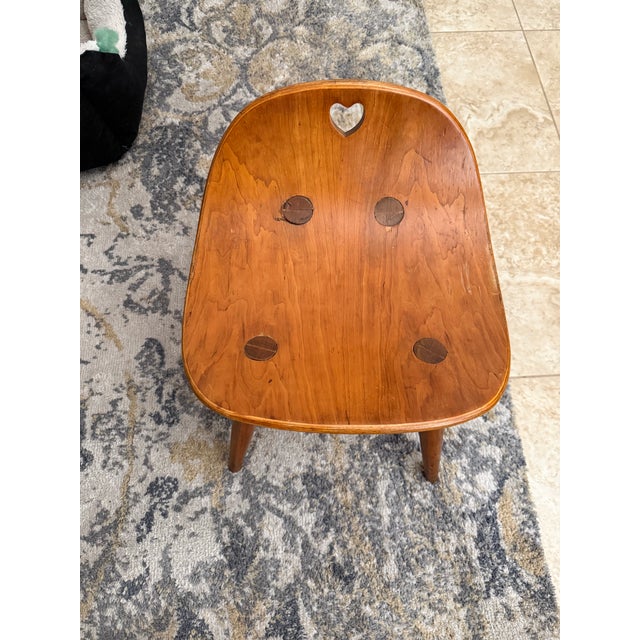 Edward Wormley Mid-Century Attributed Ed Wormley (1907-1995) Heart Stool for Dunbar (Berne Indiana) For Sale - Image 4 of 8