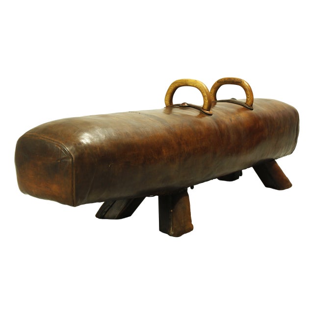 Vintage Leather Gym Pommel Horse Bench, 1900s For Sale