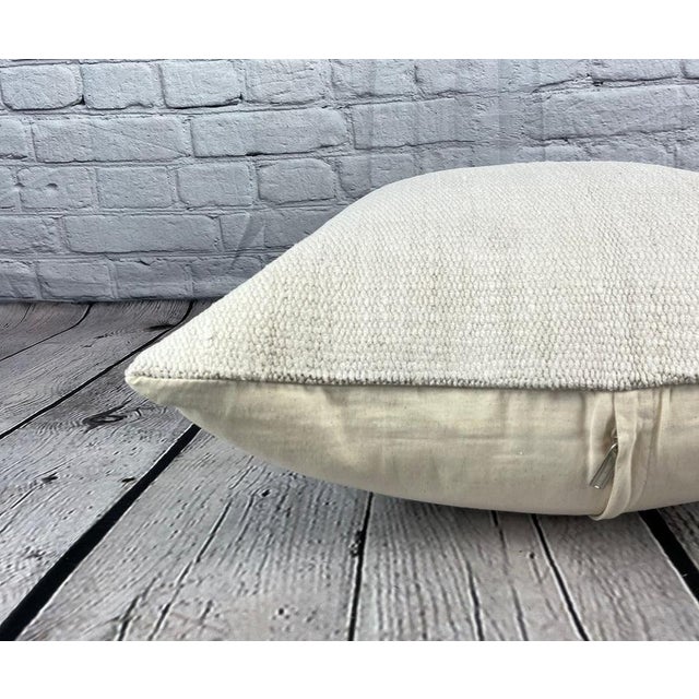 20 x 20 Hemp Pillow Turkish Cushion Natural Grayish White Pillow Cushion Cover For Sale - Image 4 of 4