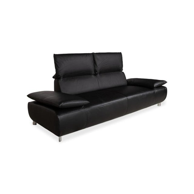 Leather Three-Seater Black Manual Function Sofa by Koinor Volare For Sale - Image 4 of 15