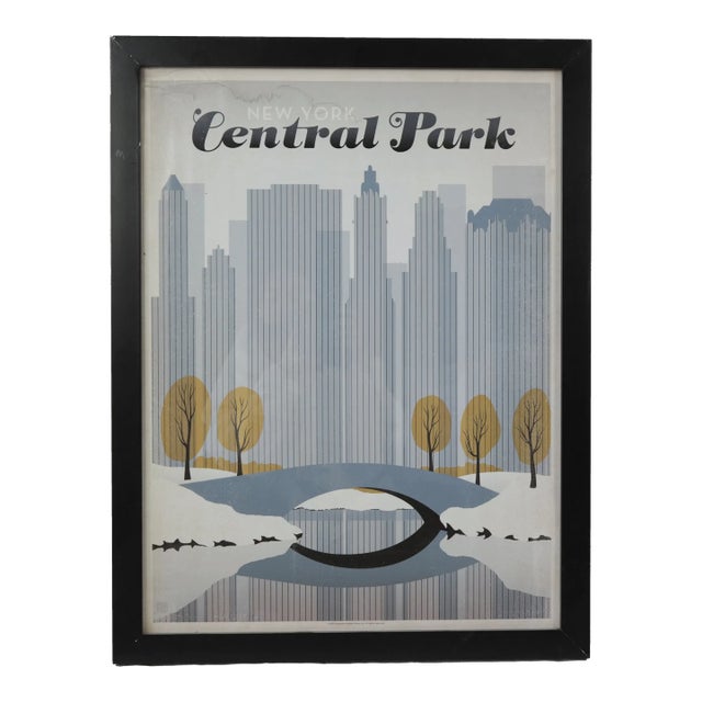 Framed Central Park New York Art Deco Poster Print For Sale