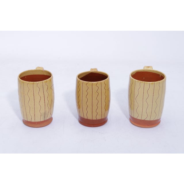 Traditional 1980s Williamsburg Mugs With Scratch Flower Design Stamped - Set of Three For Sale - Image 3 of 13