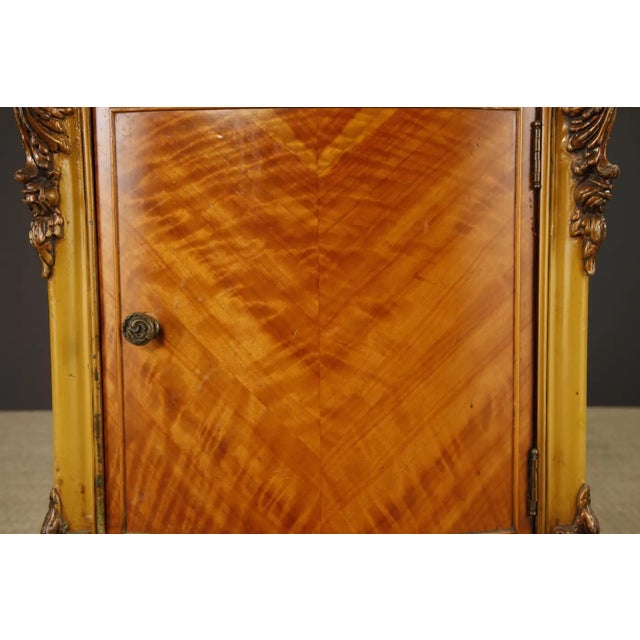 Brown Antique Louis XVI French Provincial Figured Maple Cabinet Nightstands, C. 1920s For Sale - Image 8 of 17