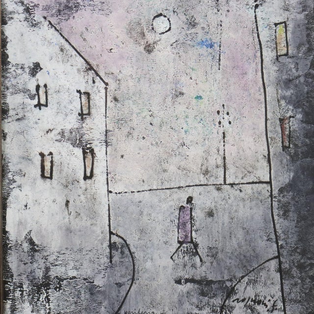 Contemporary Franco Rognoni, Figurative Composition, 1984, Mixed Media on Hardboard, Framed For Sale - Image 3 of 14