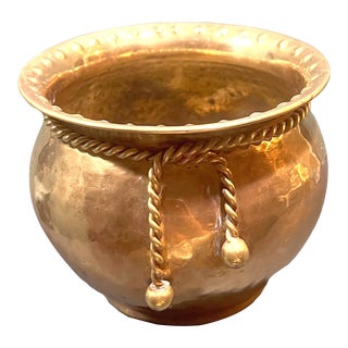 Hollywood Regency Trompe l'Oeil Brass Planter With Faux Ribbon For Sale