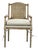 Matthew Izzo Home Cotswald Pine Wood Armchair With Weaved Lattice Back and Ample Beige Tie Cushion For Sale