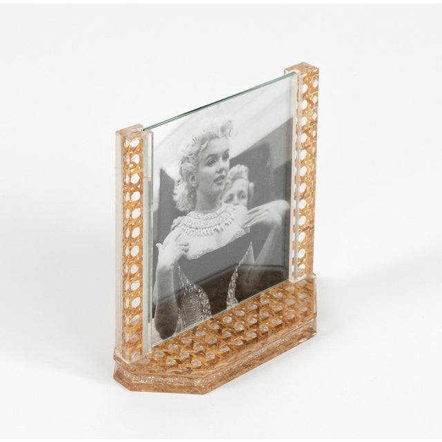 Mid-Century Modern Acrylic & Rattan Picture Frame from Christian Dior, 1970s For Sale - Image 6 of 12