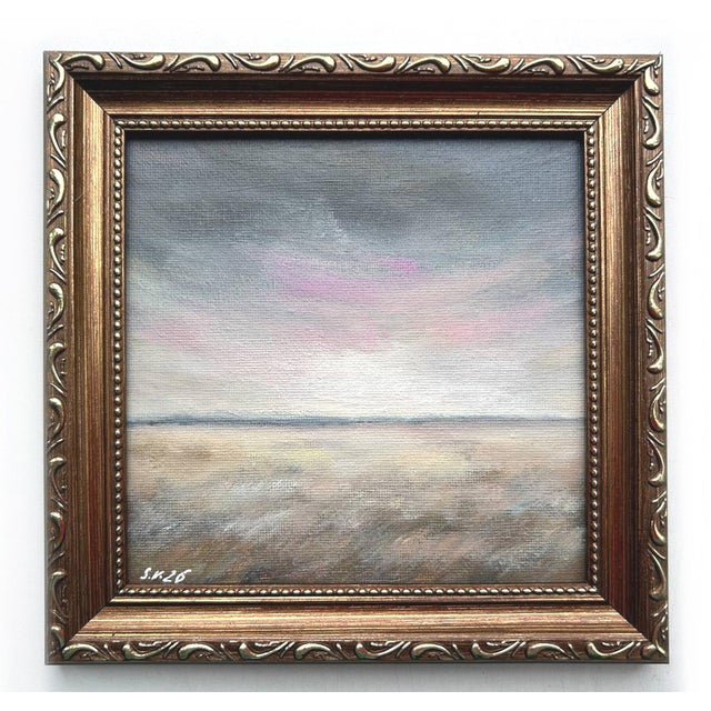Textile Framed Moody Landscape Original Painting Miniature by Artist Valeriya S For Sale - Image 7 of 9
