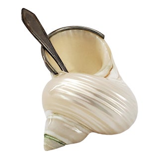 Caviar Dish by Scully & Scully Sterling Silver 925 Hallmarked & Spoon Seashell Shell For Sale