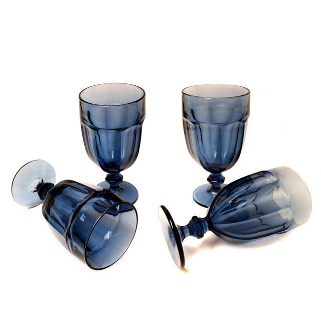 Vintage Libbey Duratuff Goblets Dusky Blue Stemmed Glassware Beverage