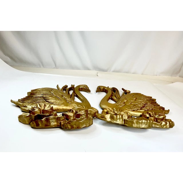 Mid-Century Hollywood Regency Swan Sculptural Wall Objects - A Pair. For Sale - Image 10 of 12
