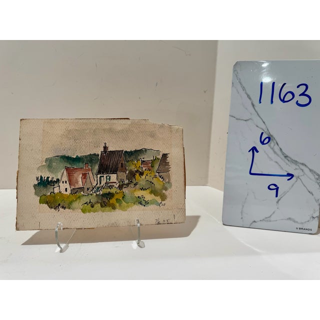Paper Henry Emil Salloch Original Watercolor on Paper Quaint Rural Village, 1957. For Sale - Image 7 of 7