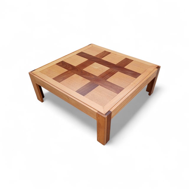 Michel Postaire, Master Cabinetmaker, Studio Craft, Geometric Coffee Table, Modernist, Two-Tone Wood, Bespoke Furniture,...