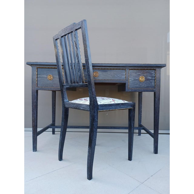 Vienna Secession Limed Oak Writing Desk and Chair, 1905, Set of 2 For Sale - Image 3 of 18