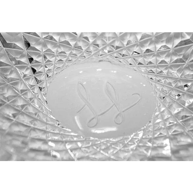 Vintage Cut Crystal Clear Glass Ashtray Monogrammed For Sale - Image 9 of 13