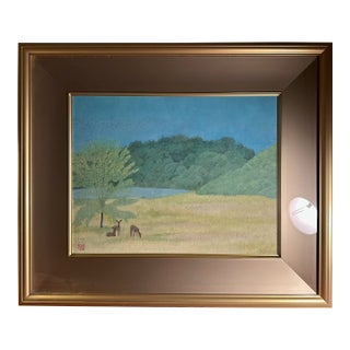 Contemporary Japanese Painiting(Nihonga) by Kyoto Famous Artist Forest Morning For Sale