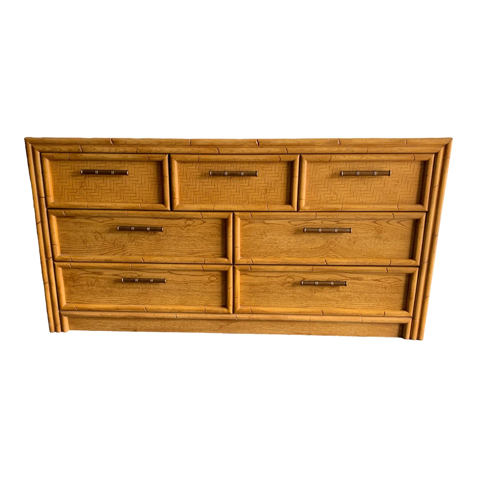 Late 20th Century Boho Chic Lea Faux Bamboo & Rattan Dresser Chairish