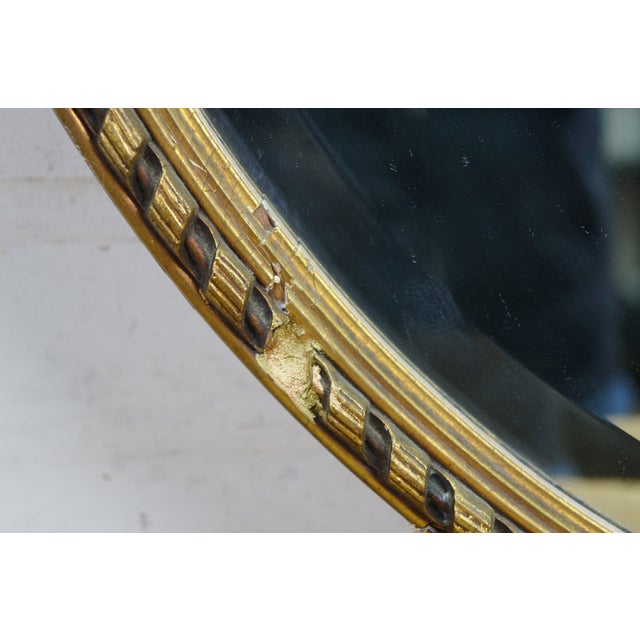 Neoclassical Ribbon Rope & Tassel Round Beveled Gold Bath Vanity Mirror 32" For Sale - Image 11 of 11