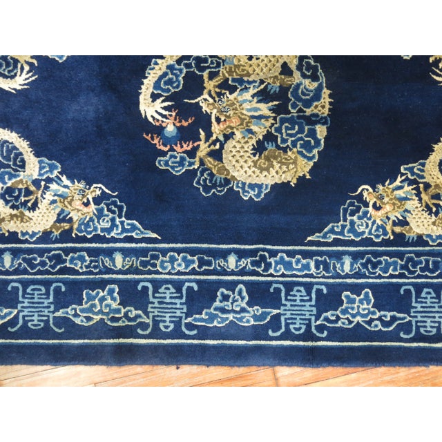 Mid 20th Century Vintage Dragon Chinese Peking Rug - 4'1" x 6'1" For Sale - Image 5 of 11