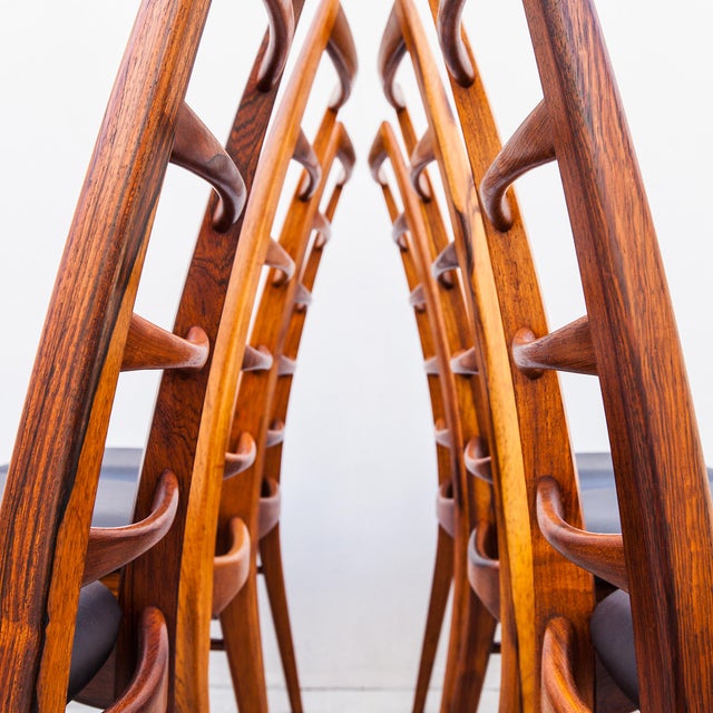 1960s Rare Danish Modern "Lis" Dining Chairs in Rosewood & Leather by Niels Koefoed For Sale In Los Angeles - Image 6 of 18
