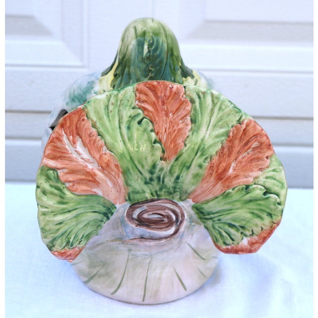 Green Late 20th Century Large Italian Vintage Vietri Italian Majolica Bird and Vegetable Soup Tureen For Sale - Image 8 of 11
