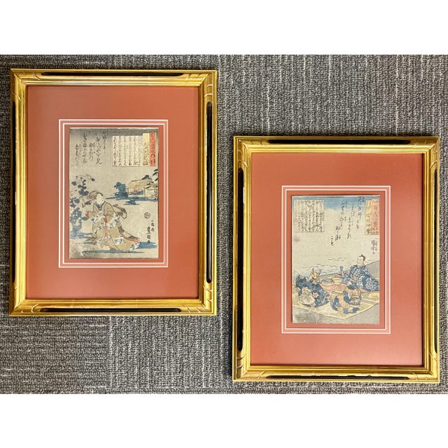 Pair of 19th Century Japanese Woodblocks by Utagawa Kuniyoshi in Custom Frames. For Sale - Image 13 of 13