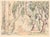 Delicate and detailed etching by Orpha Klinker (American, 1891-1964). At the edge of an old Adobe building, a staircase...