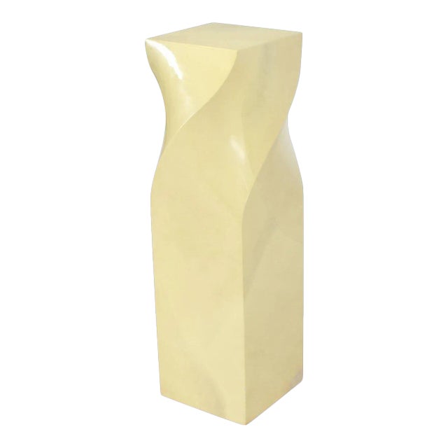 Twisted 14x14 Square Pattern Faux Goatskin Finish Modern Pedestal Stand For Sale