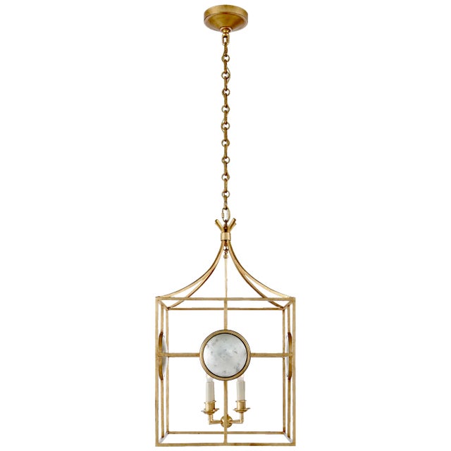 Chapman & Myers for Visual Comfort Signature Gramercy Medium Lantern in Gilded Iron For Sale